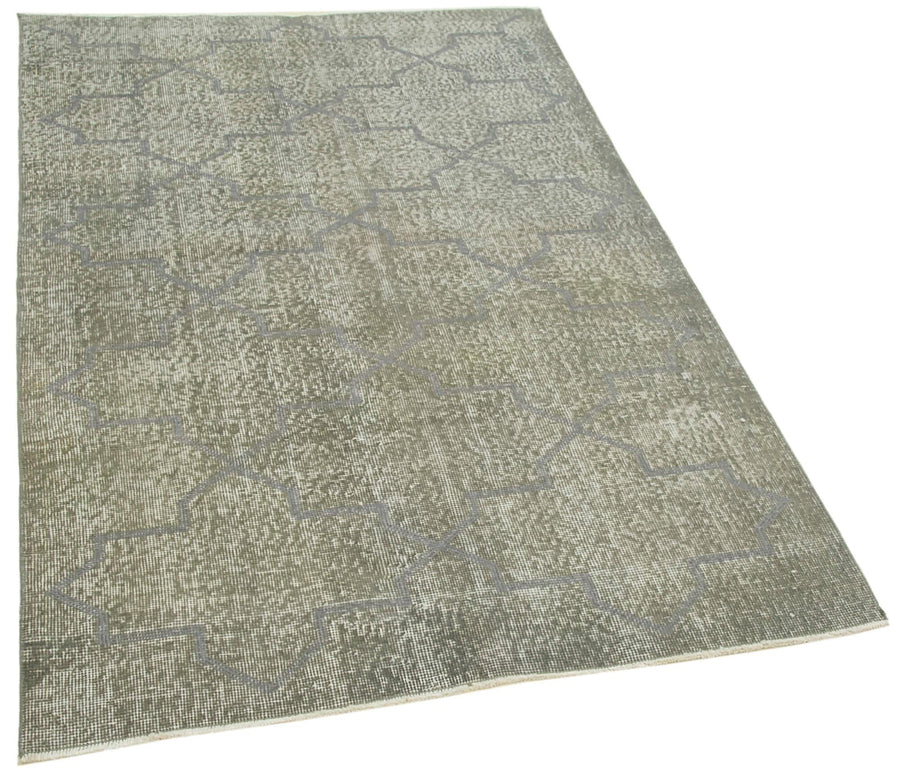 Geometric Carpet Gri Geometrik Pamuk Yün El Dokuma Halısı 112x186 Agacan