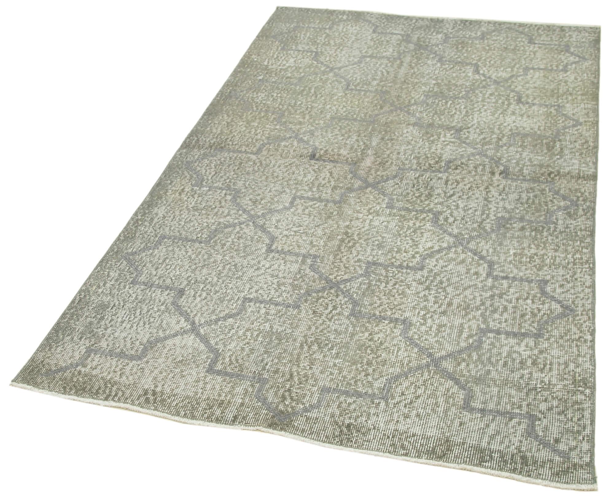Geometric Carpet Gri Geometrik Pamuk Yün El Dokuma Halısı 112x186 Agacan