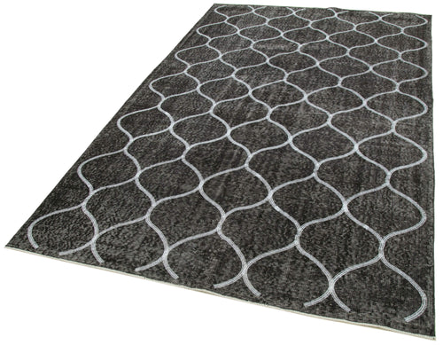 Geometric Carpet Siyah Geometrik Pamuk Yün El Dokuma Halısı 162x268 Agacan