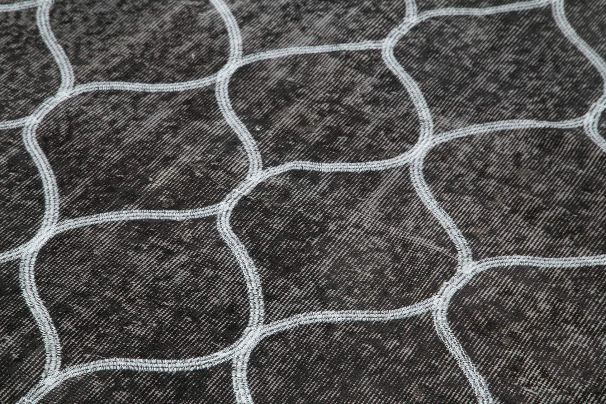 Geometric Carpet Siyah Geometrik Pamuk Yün El Dokuma Halısı 162x268 Agacan