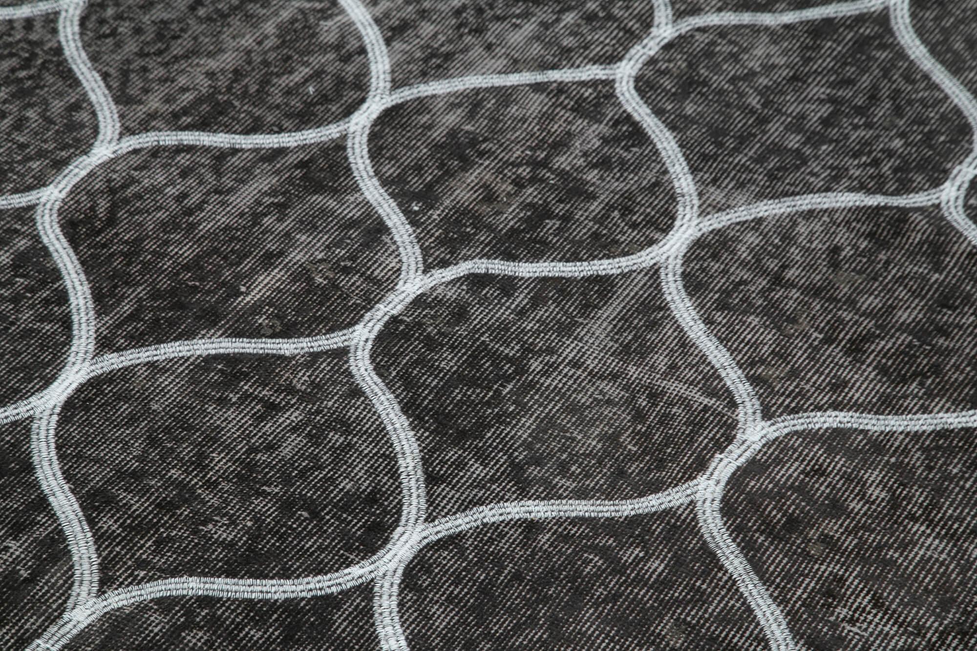 Geometric Carpet Siyah Geometrik Pamuk Yün El Dokuma Halısı 162x268 Agacan