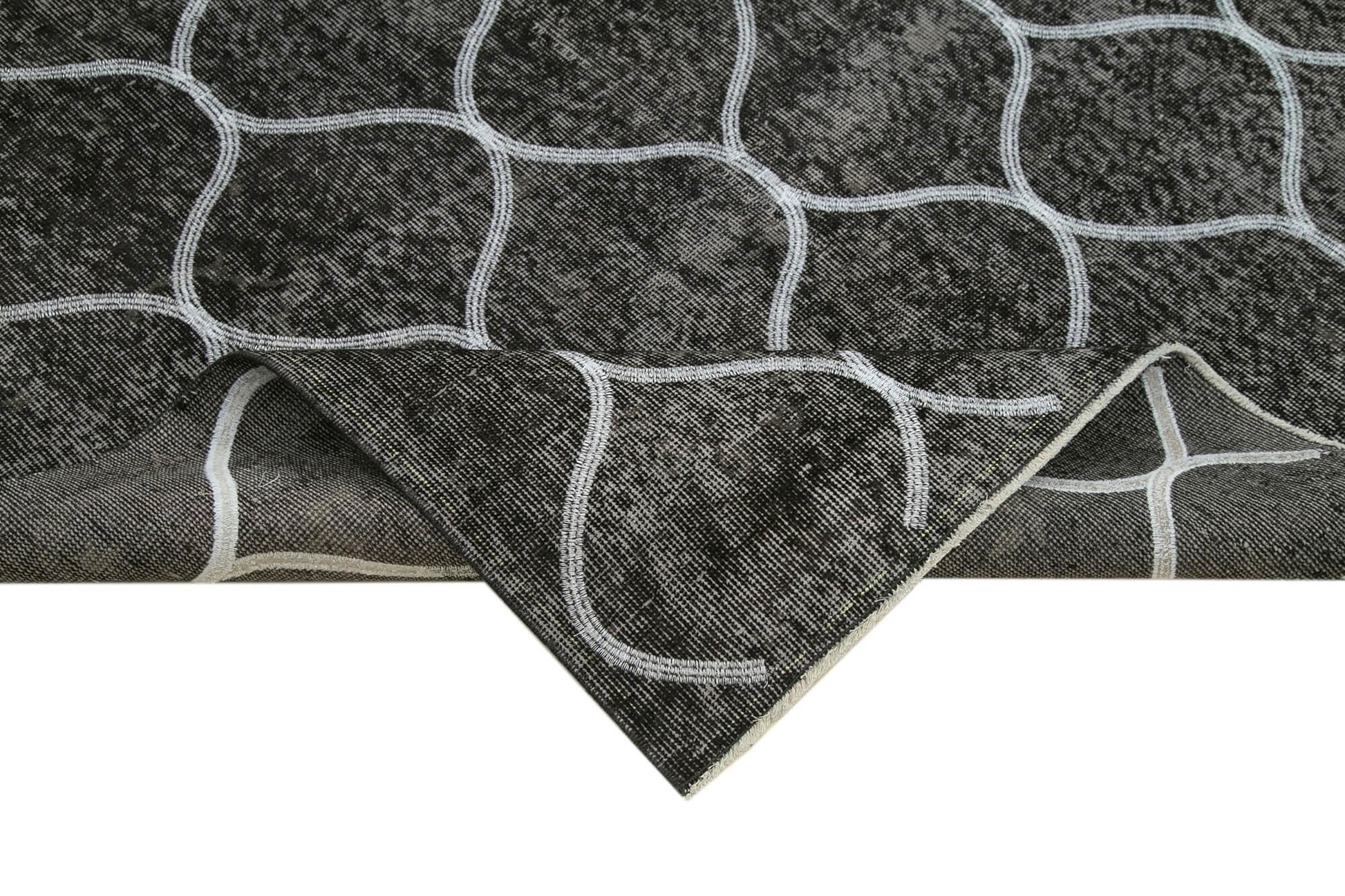Geometric Carpet Siyah Geometrik Pamuk Yün El Dokuma Halısı 162x268 Agacan