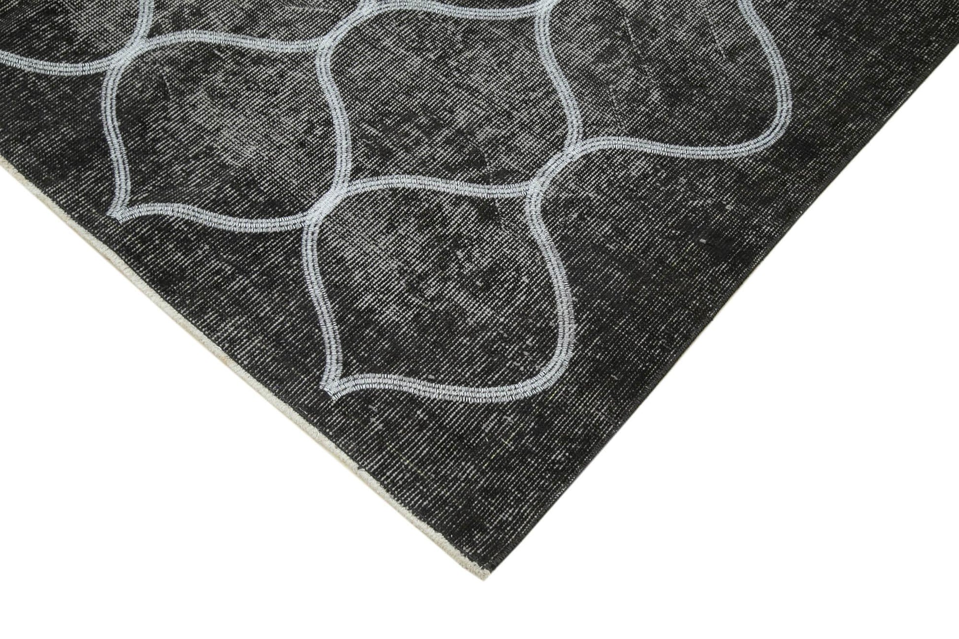 Geometric Carpet Siyah Geometrik Pamuk Yün El Dokuma Halısı 182x282 Agacan