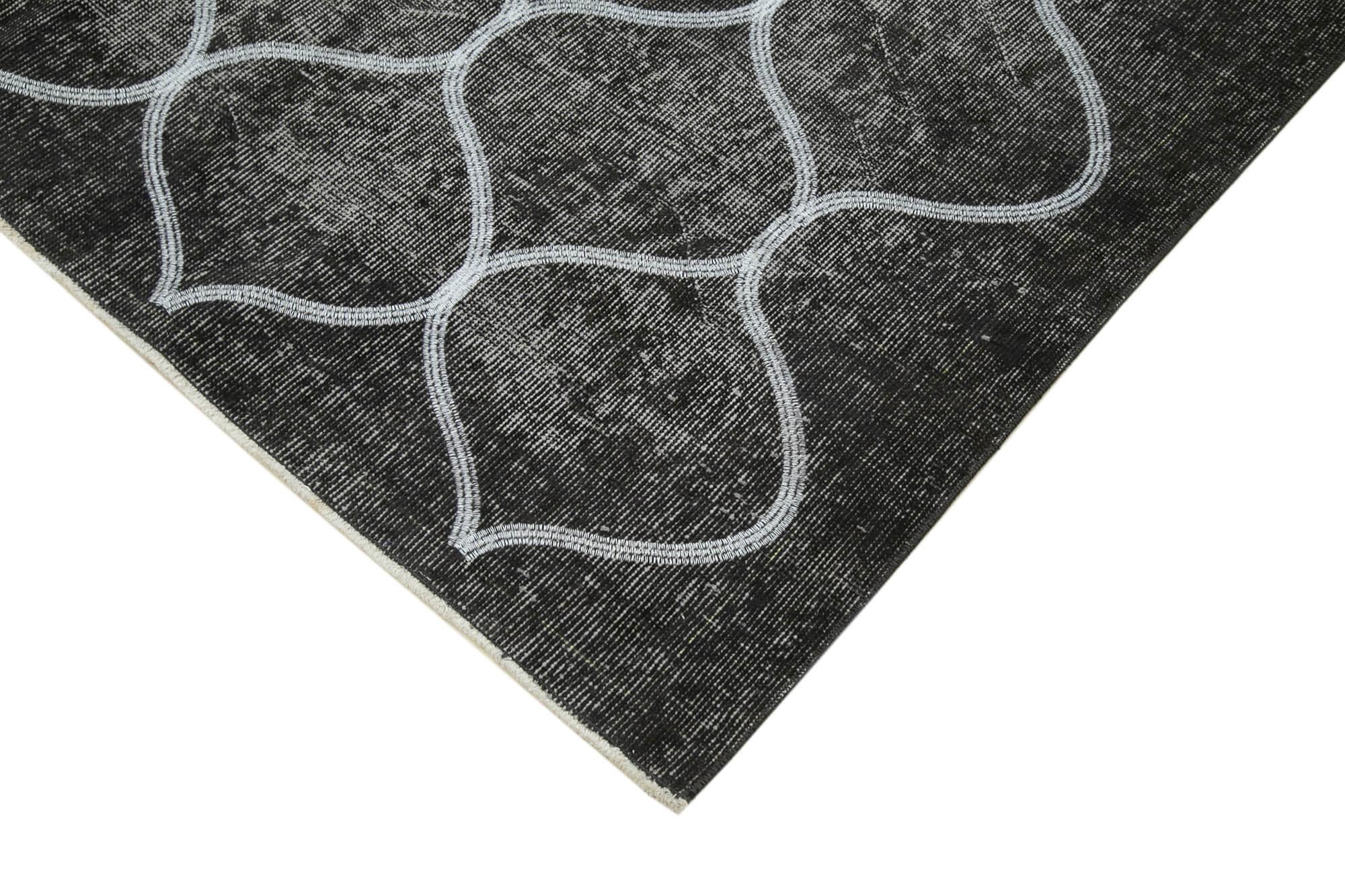 Geometric Carpet Siyah Geometrik Pamuk Yün El Dokuma Halısı 182x282 Agacan
