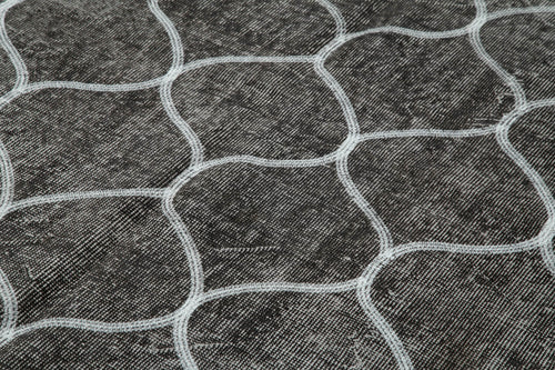 Geometric Carpet Siyah Geometrik Pamuk Yün El Dokuma Halısı 182x282 Agacan