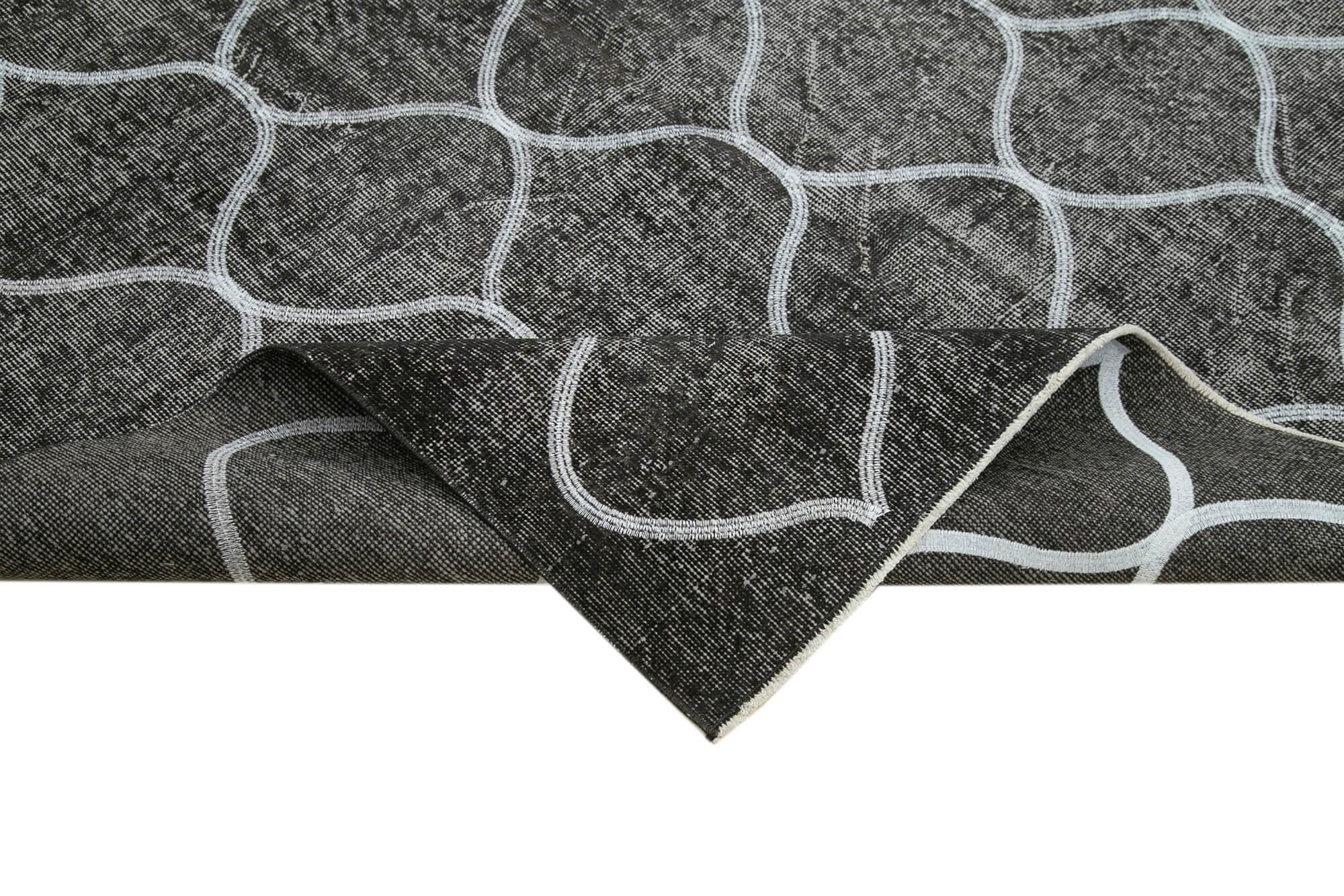 Geometric Carpet Siyah Geometrik Pamuk Yün El Dokuma Halısı 182x282 Agacan
