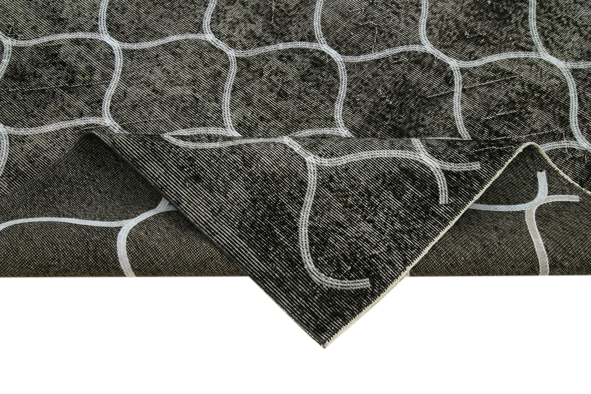 Geometric Carpet Siyah Geometrik Pamuk Yün El Dokuma Halısı 174x263 Agacan