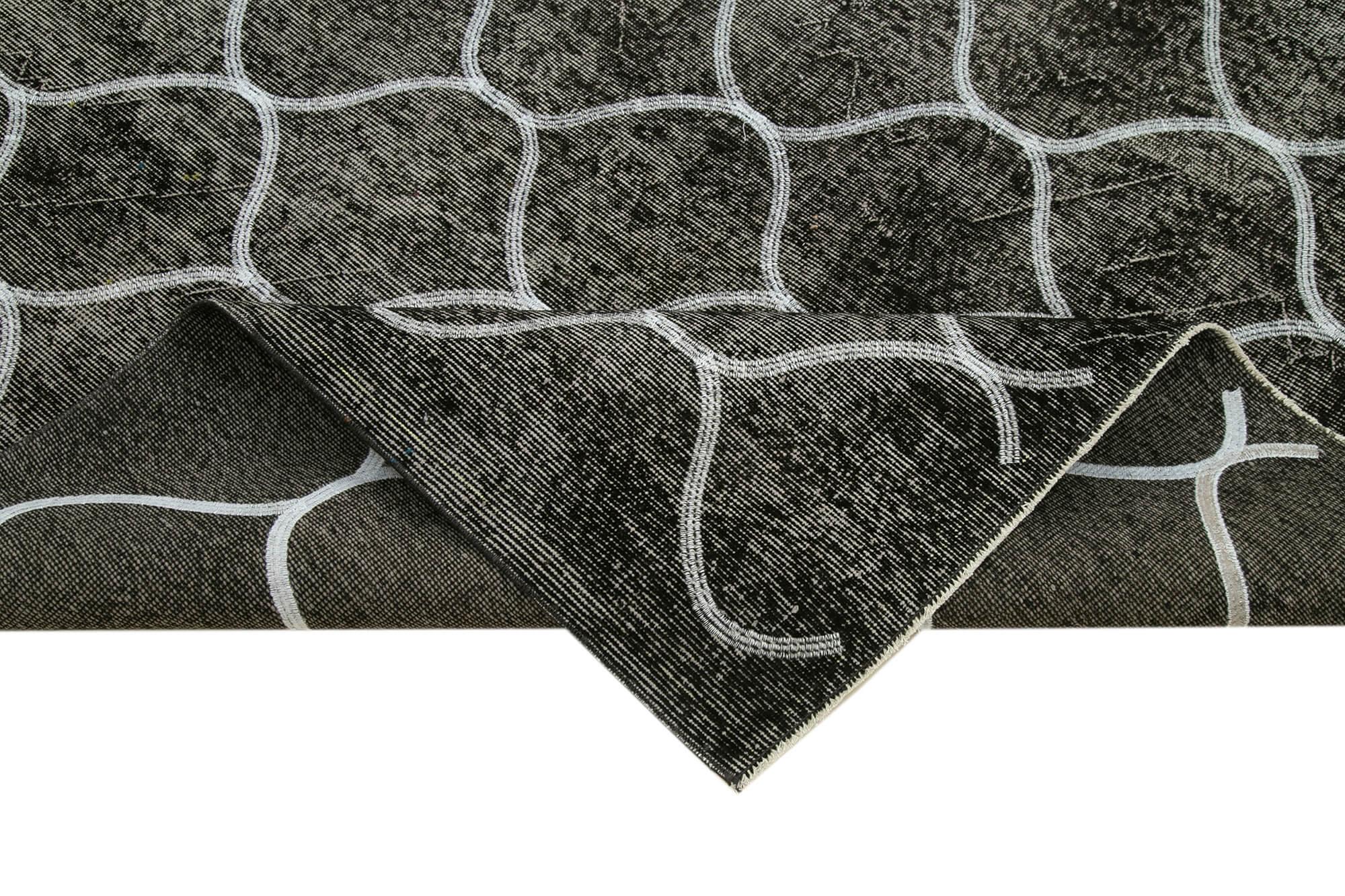 Geometric Carpet Siyah Geometrik Pamuk Yün El Dokuma Halısı 174x263 Agacan