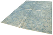 Geometric Carpet Mavi Geometrik Pamuk Yün El Dokuma Halısı 201x303 Agacan