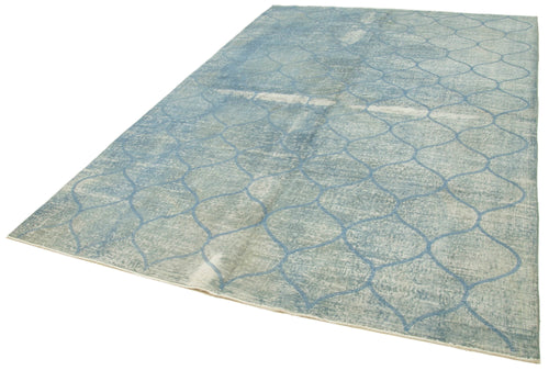 Geometric Carpet Mavi Geometrik Pamuk Yün El Dokuma Halısı 201x303 Agacan