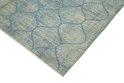 Geometric Carpet Mavi Geometrik Pamuk Yün El Dokuma Halısı 201x303 Agacan