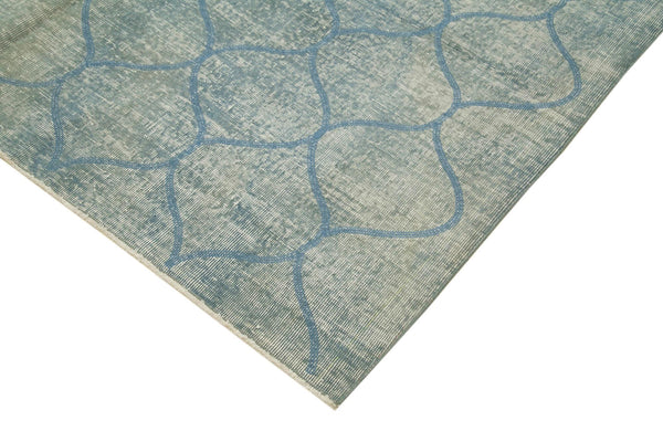 Geometric Carpet Mavi Geometrik Pamuk Yün El Dokuma Halısı 201x303 Agacan
