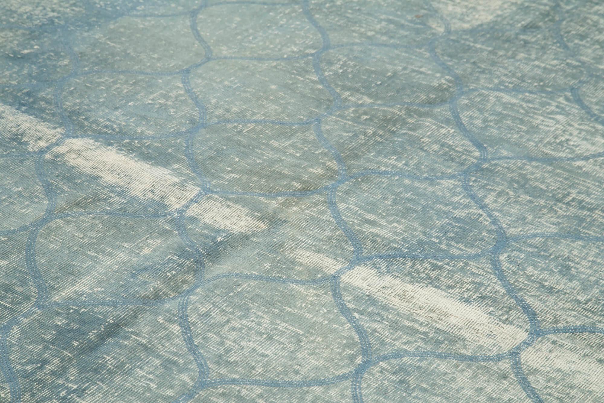 Geometric Carpet Mavi Geometrik Pamuk Yün El Dokuma Halısı 201x303 Agacan