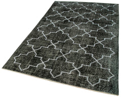 Geometric Carpet Siyah Geometrik Pamuk Yün El Dokuma Halısı 141x230 Agacan