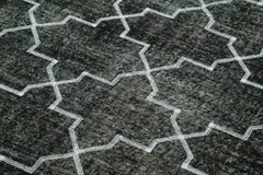 Geometric Carpet Siyah Geometrik Pamuk Yün El Dokuma Halısı 141x230 Agacan