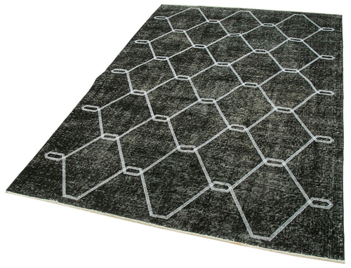 Geometric Carpet Siyah Geometrik Pamuk Yün El Dokuma Halısı 143x211 Agacan