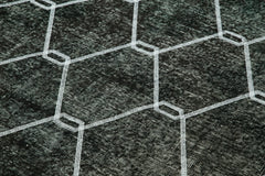 Geometric Carpet Siyah Geometrik Pamuk Yün El Dokuma Halısı 143x211 Agacan