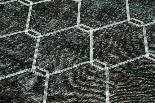 Geometric Carpet Siyah Geometrik Pamuk Yün El Dokuma Halısı 143x211 Agacan