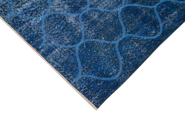 Geometric Carpet Mavi Geometrik Pamuk Yün El Dokuma Halısı 204x305 Agacan