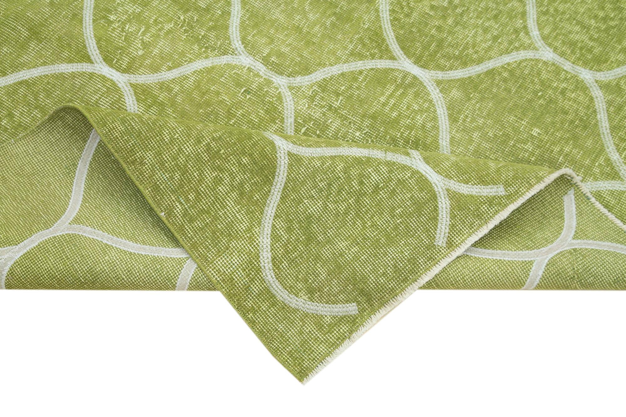 Geometric Carpet Yeşil Geometrik Pamuk Yün El Dokuma Halısı 150x227 Agacan