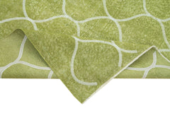 Geometric Carpet Yeşil Geometrik Pamuk Yün El Dokuma Halısı 150x227 Agacan