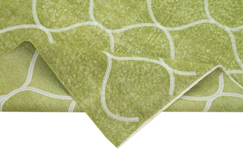 Geometric Carpet Yeşil Geometrik Pamuk Yün El Dokuma Halısı 150x227 Agacan