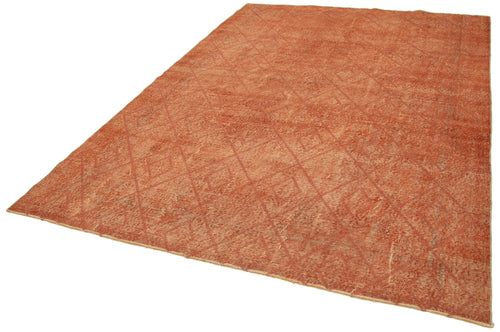 Geometric Carpet Turuncu Geometrik Pamuk Yün El Dokuma Halısı 205x299 Agacan