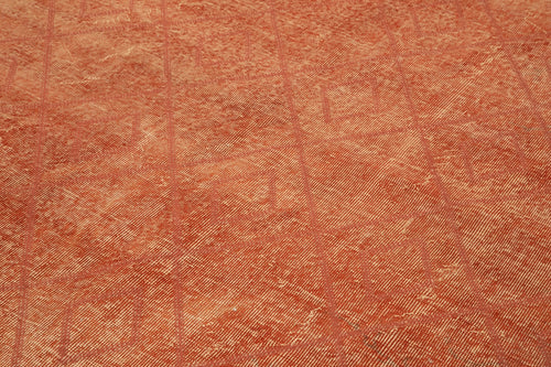Geometric Carpet Turuncu Geometrik Pamuk Yün El Dokuma Halısı 205x299 Agacan