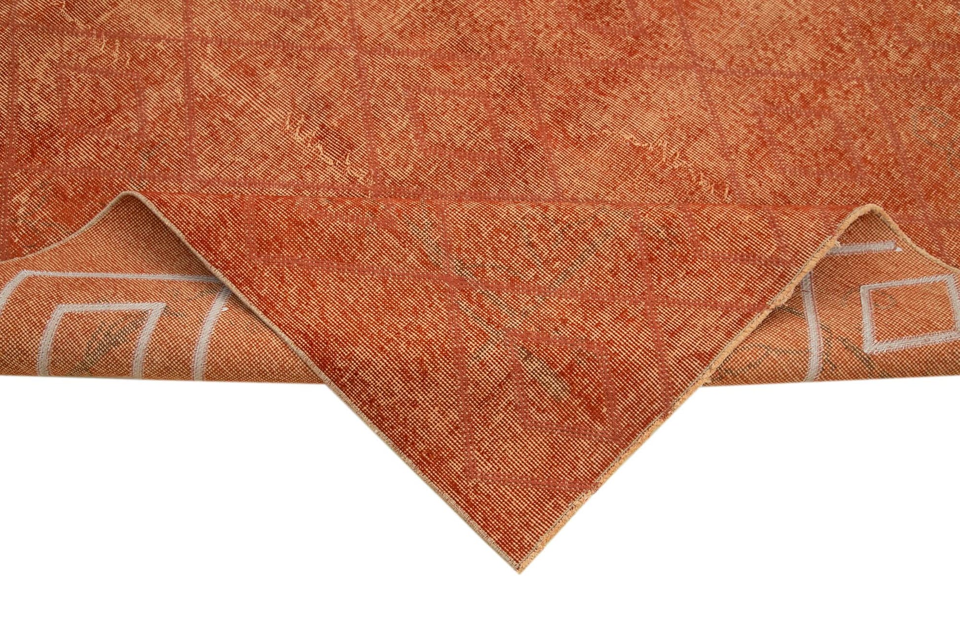 Geometric Carpet Turuncu Geometrik Pamuk Yün El Dokuma Halısı 205x299 Agacan