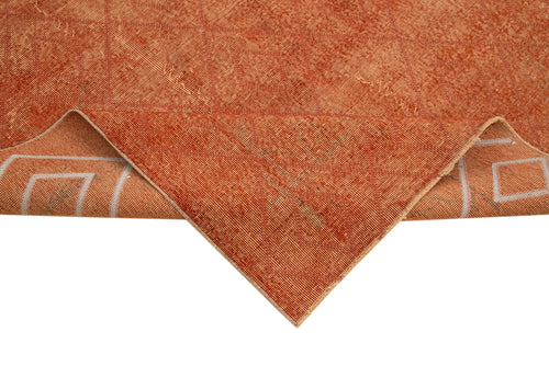 Geometric Carpet Turuncu Geometrik Pamuk Yün El Dokuma Halısı 205x299 Agacan