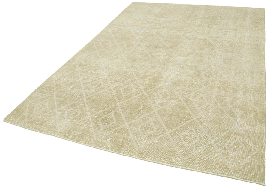 Geometric Carpet Bej Geometrik Pamuk Yün El Dokuma Halısı 195x292 Agacan