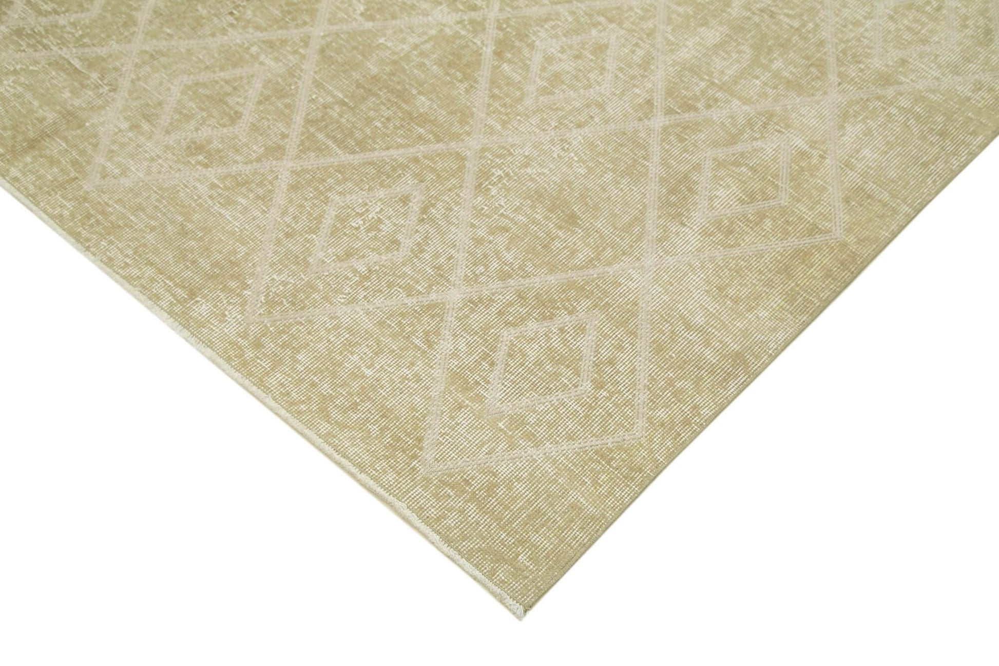 Geometric Carpet Bej Geometrik Pamuk Yün El Dokuma Halısı 195x292 Agacan