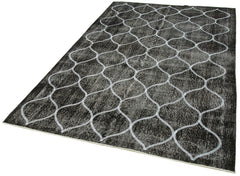 Geometric Carpet Siyah Geometrik Pamuk Yün El Dokuma Halısı 160x243 Agacan