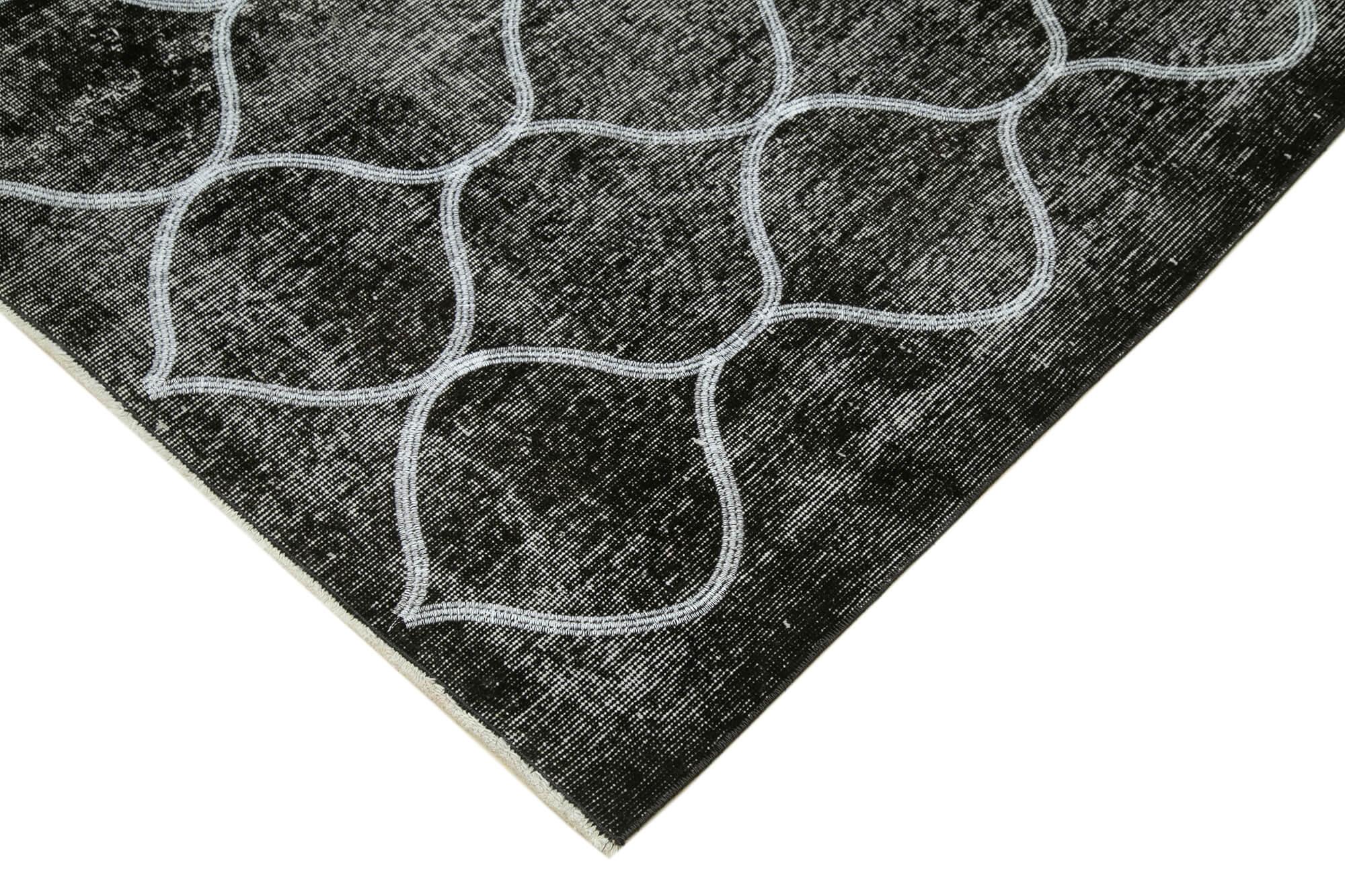 Geometric Carpet Siyah Geometrik Pamuk Yün El Dokuma Halısı 160x243 Agacan