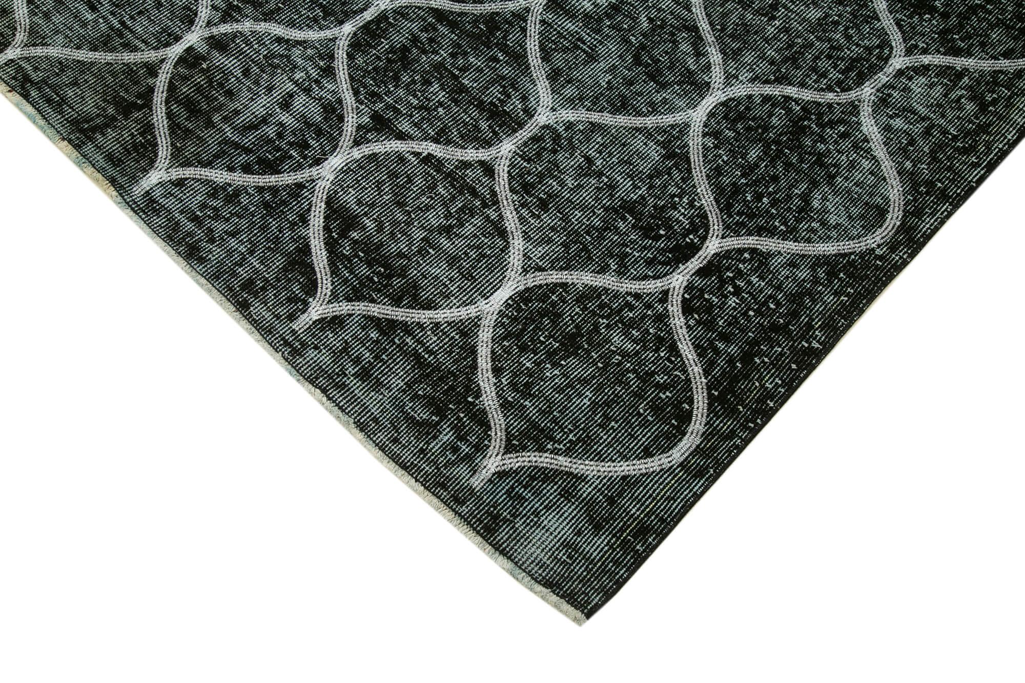 Geometric Carpet Siyah Geometrik Pamuk Yün El Dokuma Halısı 182x280 Agacan