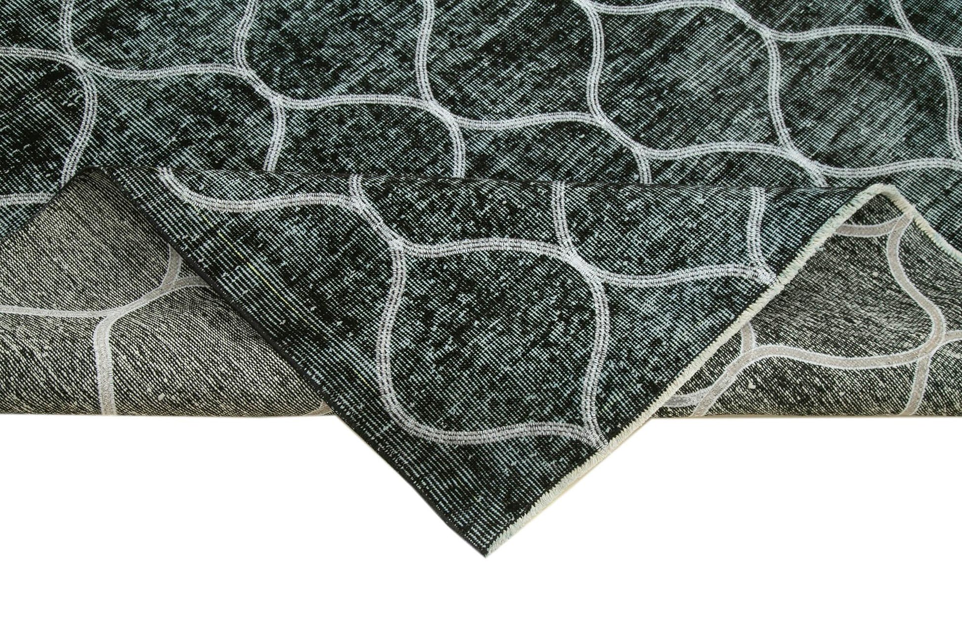 Geometric Carpet Siyah Geometrik Pamuk Yün El Dokuma Halısı 182x280 Agacan