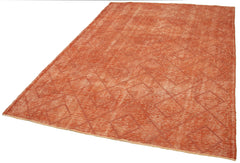 Geometric Carpet Turuncu Geometrik Pamuk Yün El Dokuma Halısı 186x268 Agacan