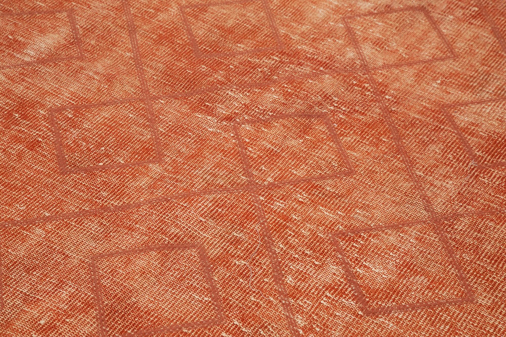 Geometric Carpet Turuncu Geometrik Pamuk Yün El Dokuma Halısı 186x268 Agacan