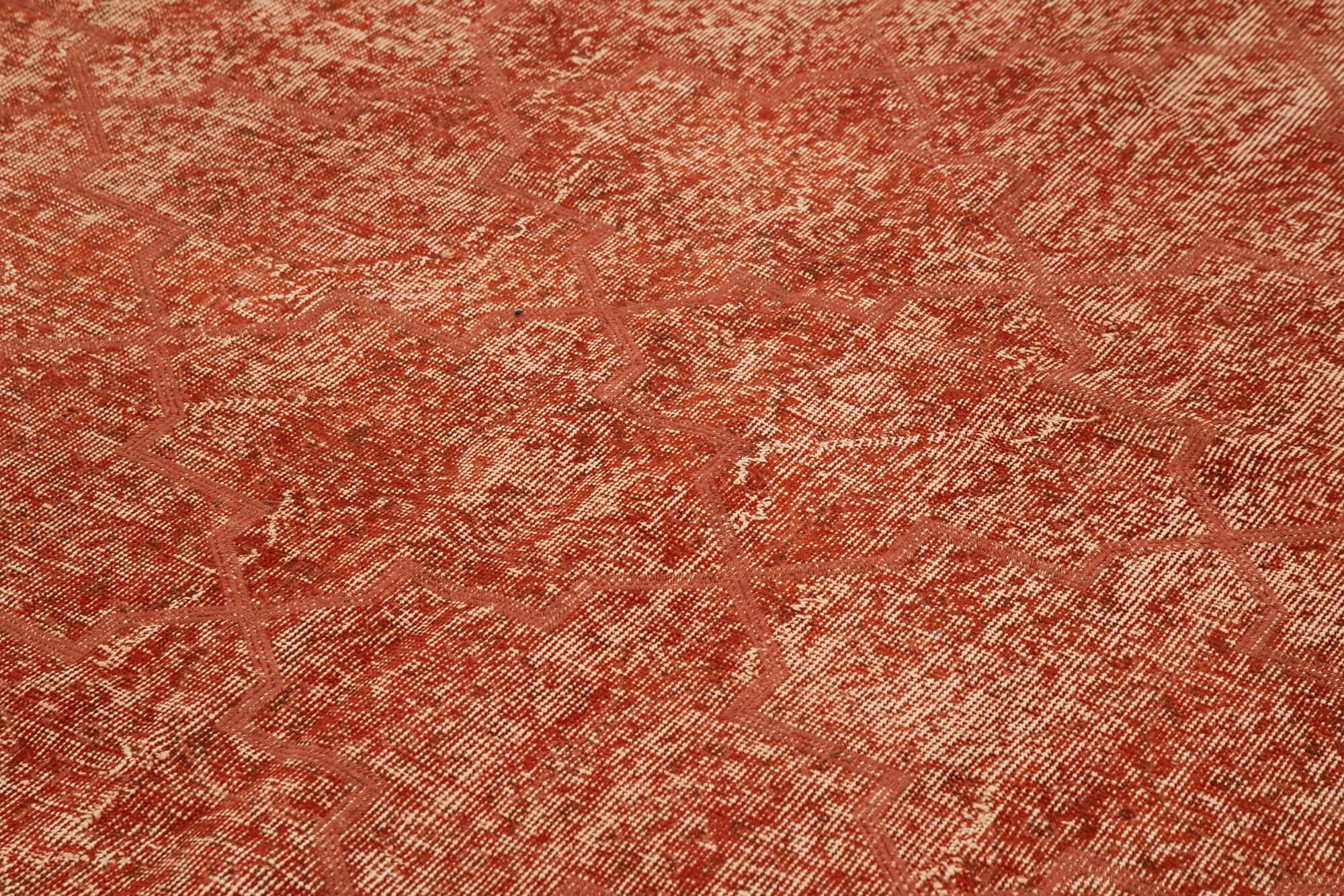 Geometric Carpet Turuncu Geometrik Pamuk Yün El Dokuma Halısı 204x305 Agacan