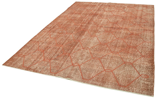 Geometric Carpet Turuncu Geometrik Pamuk Yün El Dokuma Halısı 206x293 Agacan