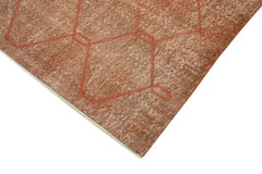 Geometric Carpet Turuncu Geometrik Pamuk Yün El Dokuma Halısı 206x293 Agacan