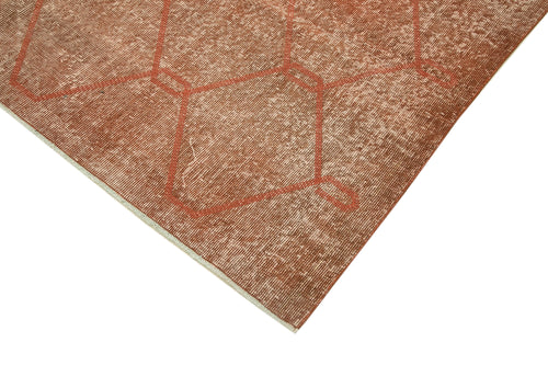 Geometric Carpet Turuncu Geometrik Pamuk Yün El Dokuma Halısı 206x293 Agacan