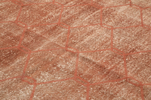 Geometric Carpet Turuncu Geometrik Pamuk Yün El Dokuma Halısı 206x293 Agacan