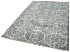 Geometric Carpet Gri Geometrik Pamuk Yün El Dokuma Halısı 152x247 Agacan