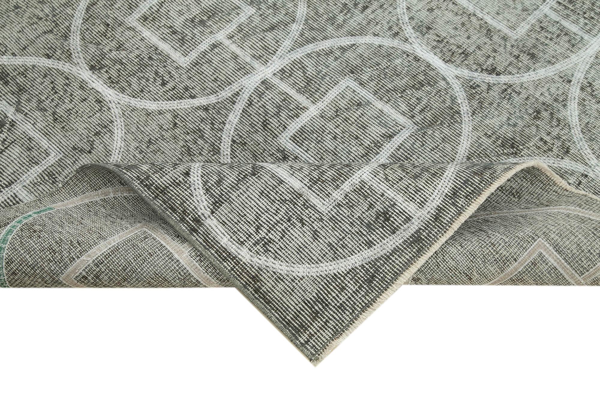 Geometric Carpet Gri Geometrik Pamuk Yün El Dokuma Halısı 152x247 Agacan