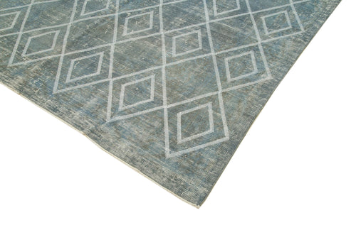 Geometric Carpet Mavi Geometrik Pamuk Yün El Dokuma Halısı 192x294 Agacan