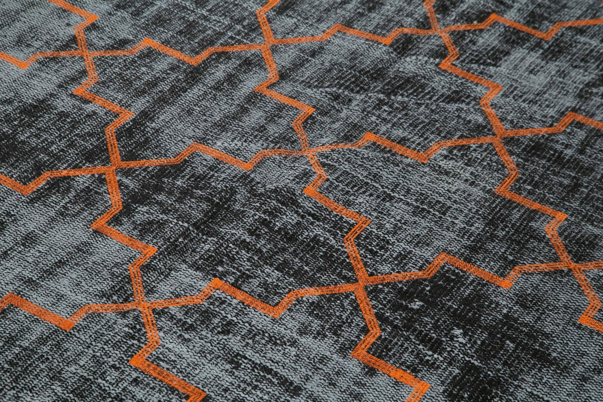 Geometric Carpet Siyah Geometrik Pamuk Yün El Dokuma Halısı 179x261 Agacan