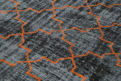 Geometric Carpet Siyah Geometrik Pamuk Yün El Dokuma Halısı 179x261 Agacan