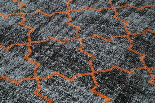 Geometric Carpet Siyah Geometrik Pamuk Yün El Dokuma Halısı 179x261 Agacan