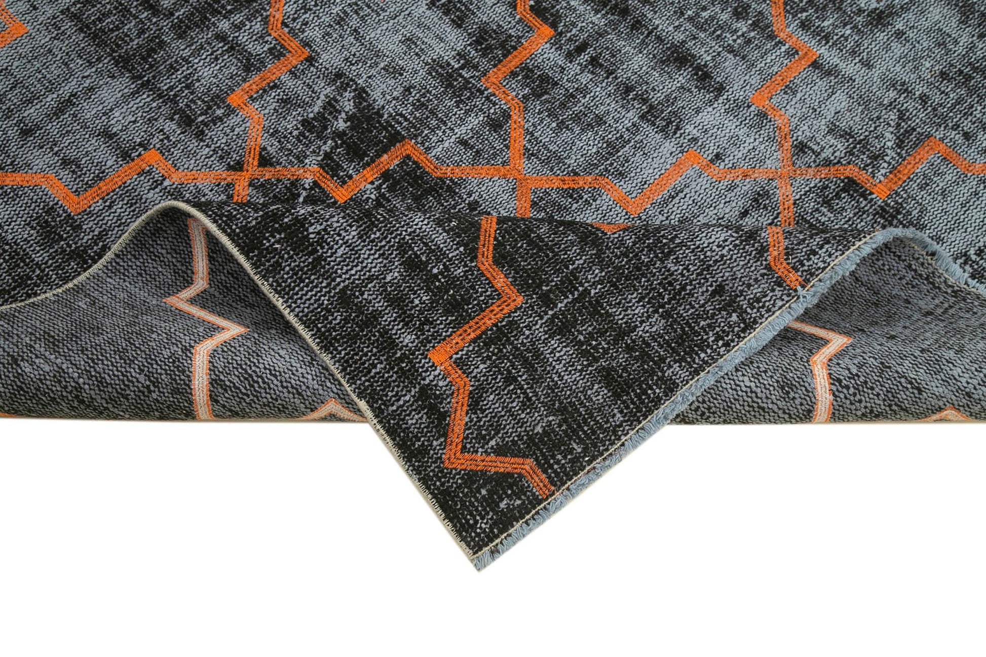 Geometric Carpet Siyah Geometrik Pamuk Yün El Dokuma Halısı 179x261 Agacan
